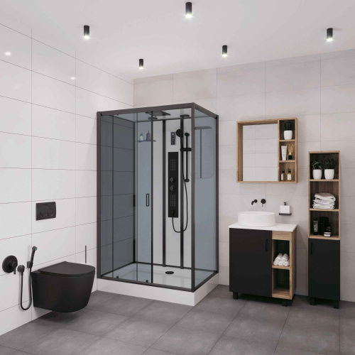 Душевая кабина Niagara Premium 69120134GQRBLACK 120х80 прямоугольная с крышей ориентация правая - фото 2